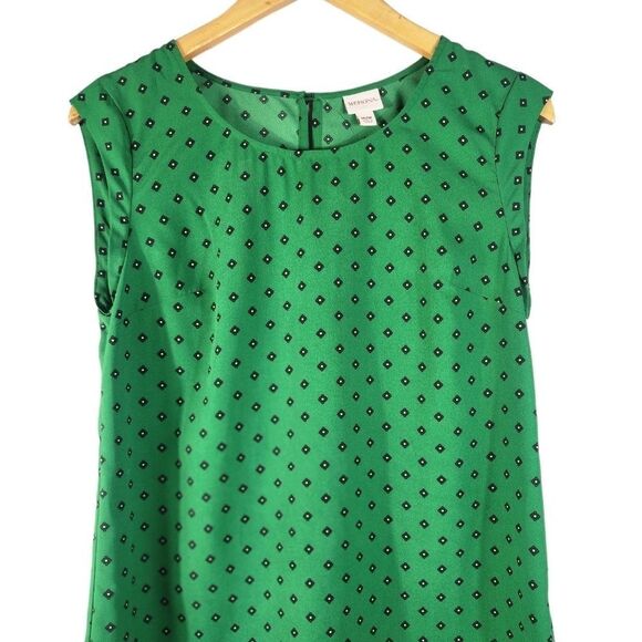 Merona women's green floral cap sleeves careerwear Blouse - Picture 10 of 11